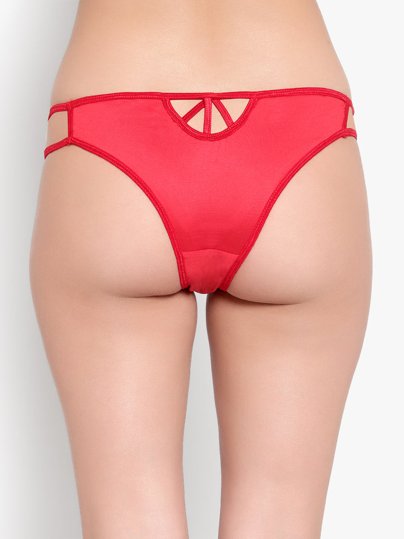 Sareeka Women's Nylon Sleek String Red Bikini Panty (Red), Bikini