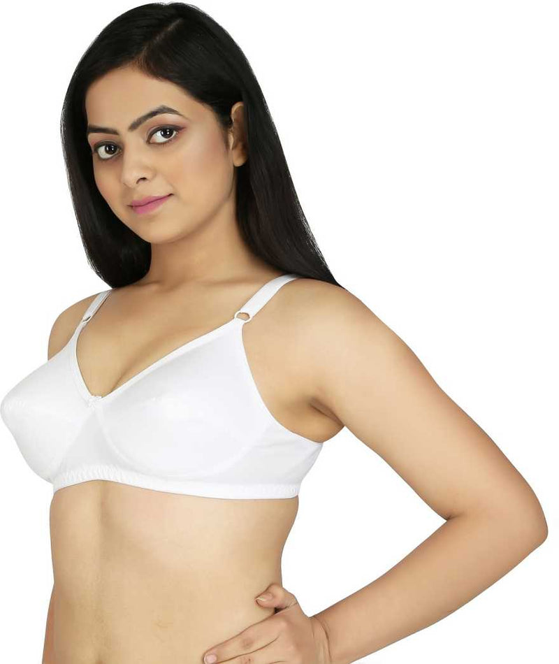 Bruchi Club Women Daily use Non Padded and Non Wired White Cotton