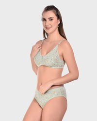 Bruchi Club Green Floral Bra Panty Set