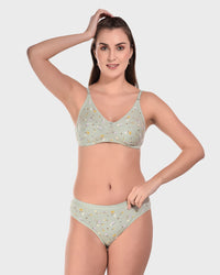 Bruchi Club Green Floral Bra Panty Set