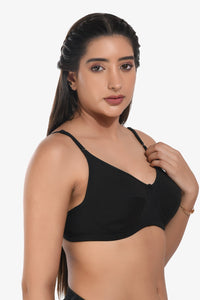 Manvi Women Non Padded Black Everyday Bra