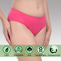 Solid Pink Cotton Hipster Panty for women