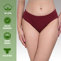 Solid Maroon Cotton Hipster Panty for women