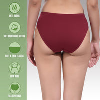 Solid Maroon Cotton Hipster Panty for women