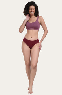 Solid Maroon Cotton Hipster Panty for women