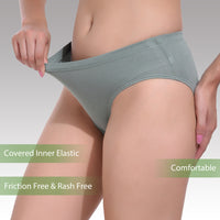 Solid Light Green Cotton Hipster Panty for women