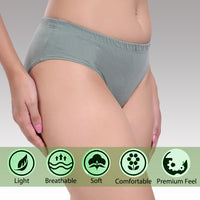 Solid Light Green Cotton Hipster Panty for women