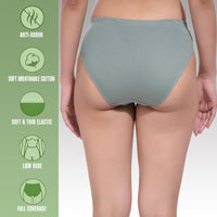 Solid Light Green Cotton Hipster Panty for women