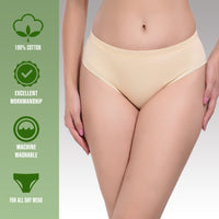 Solid Nude Cotton Hipster Panty for women