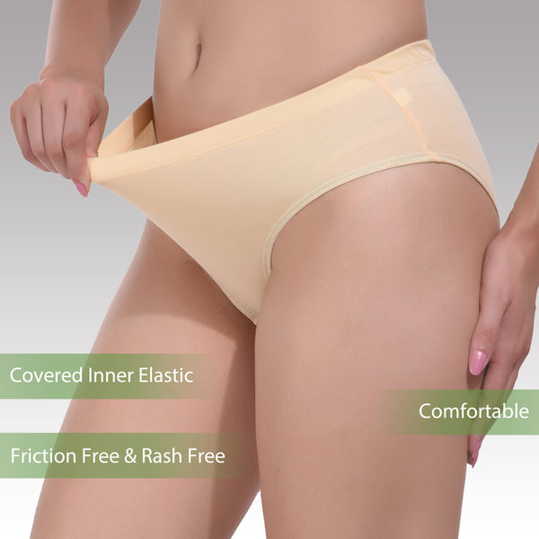 Solid Nude Cotton Hipster Panty for women