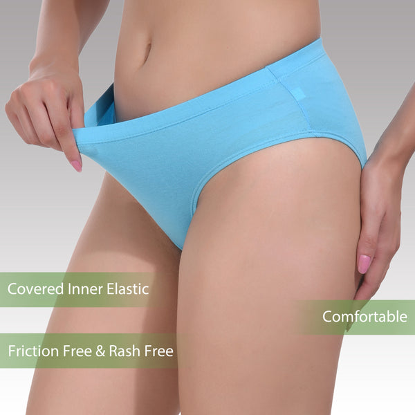 Solid Turquoise Cotton Hipster Panty for women