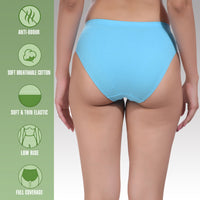 Solid Turquoise Cotton Hipster Panty for women