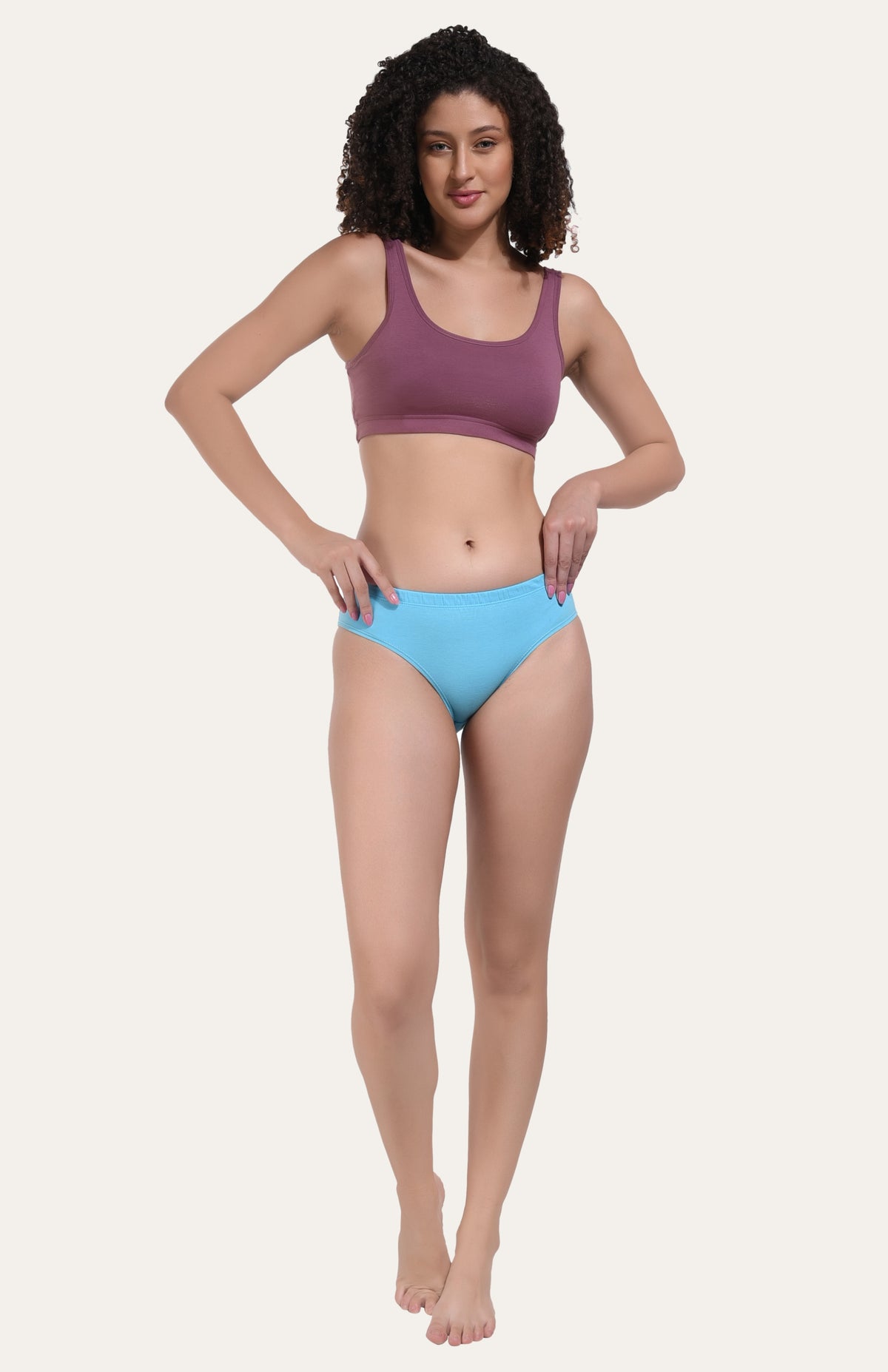 Solid Turquoise Cotton Hipster Panty for women