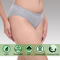 Solid Grey Cotton Hipster Panty for women