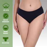 Low Rise Anti Odour Pure Cotton Black Hipster Panty for women