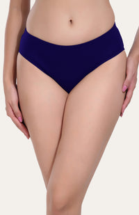 Solid Navy Cotton Hipster Panty for women