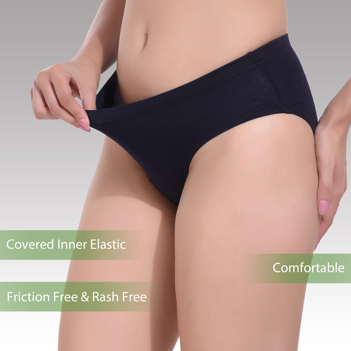 Low Rise Anti Odour Pure Cotton Black Hipster Panty for women