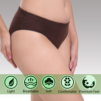 Solid Brown Cotton Hipster Panty for women