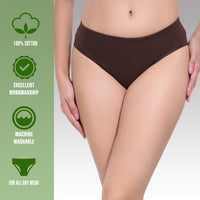 Solid Brown Cotton Hipster Panty for women