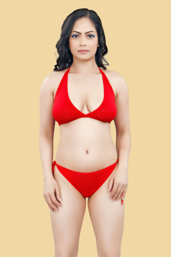 Buy Women Red Anti Bacterial Bamboo Lingerie Set Online in India 