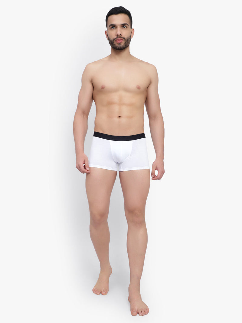 Moyo Fashion Anti-Bacterial Cloud Soft Bamboo Modal White Men's Trunk With Canny Pouch