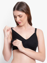 Bruchi club non padded non wired Feeding Bra - Black color