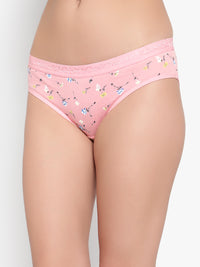 Bruchi Club Women Pink Floral Printed Cotton Low Waist Hipster Panty