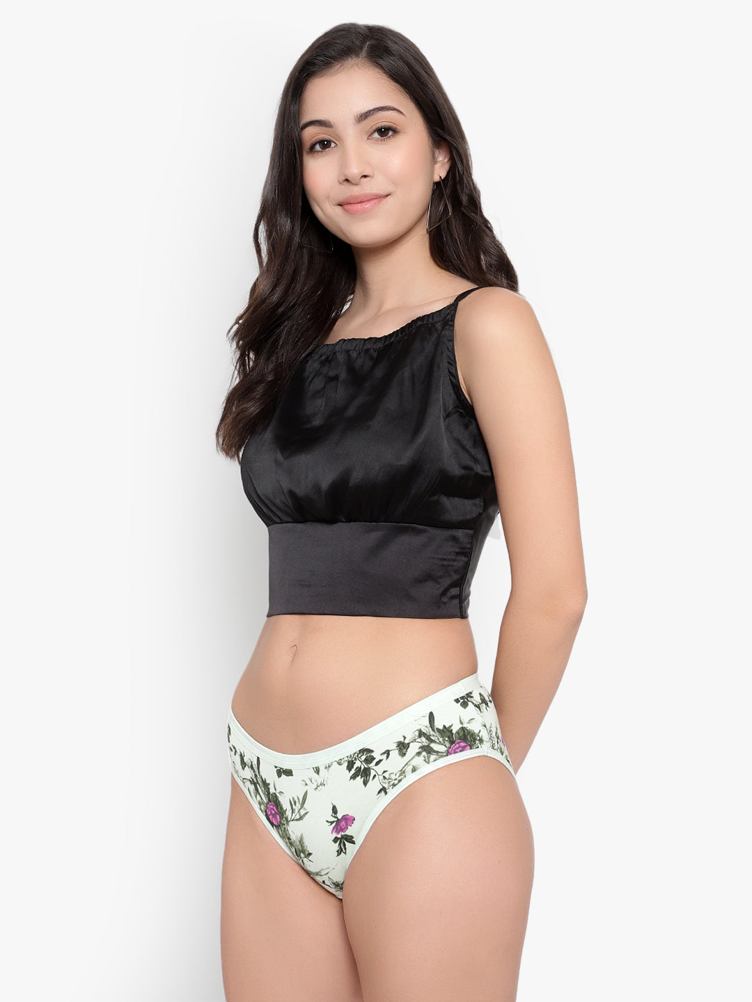 Assorted Floral Printed Low Waist Dark Color Cotton Bikini Panties