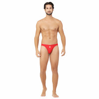 Bruchi Club Men Bamboo Red Thong Front Open Hole Notch