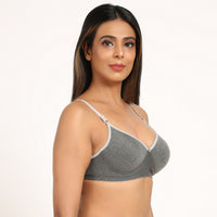 Bruchi Club Women T-Shirt Lightly Padded 3/4 coverage Bra-Grey color