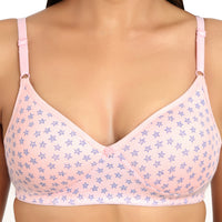 Bruchi Club Lightly Padded Soft Printed T-shirt Bra in pink colour-Cotton blend