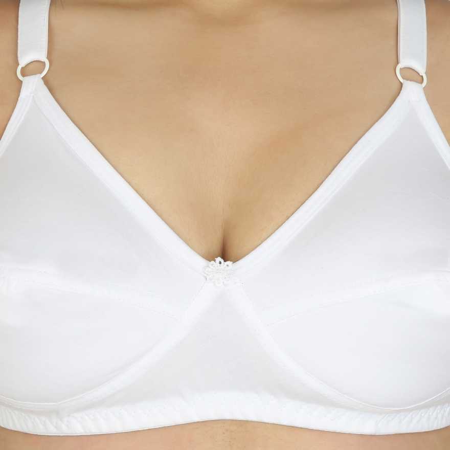 ELEG & STILANCE Women's Cotton Non Padded Ladies Daily Use Bra 4Hook Back  Closure Regular Bra (White, 32 Till 50)