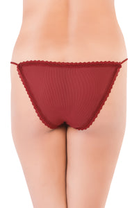 Bruchi Club Women's Low Rise Sleek String Wine Red Bikini Panty