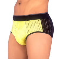 Bruchi Club Ice silk  Mesh Hole Color Block Men Briefs