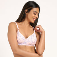 Bruchi Club Lightly Padded Soft Printed T-shirt Bra in pink colour-Cotton blend